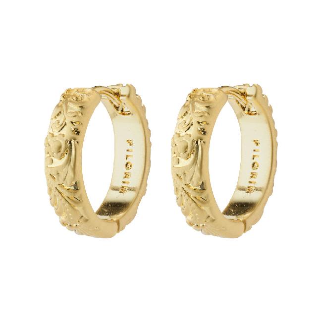 Pilgrim Orecchini A Cerchio Oversize Placcati Oro Con Ciondolo A Moneta, Lunghi 6 Cm, Design Danese, Senza Nichel, 631912093